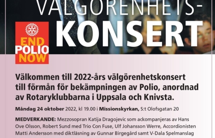 Stefan Parkman leder Välgörenhetskonserten till förmån för End Polio Now i Missionskyrkan i Uppsala den 24 okt kl 19.00